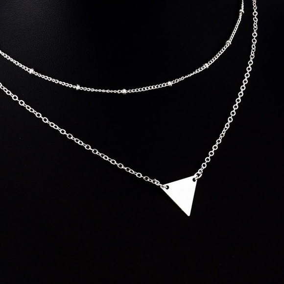 5 for $25 Two Layer Dainty Triangle Necklace - Picture 6 of 7